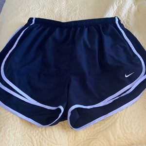Nike Dri-Fit athletic shorts, black w/white stripe